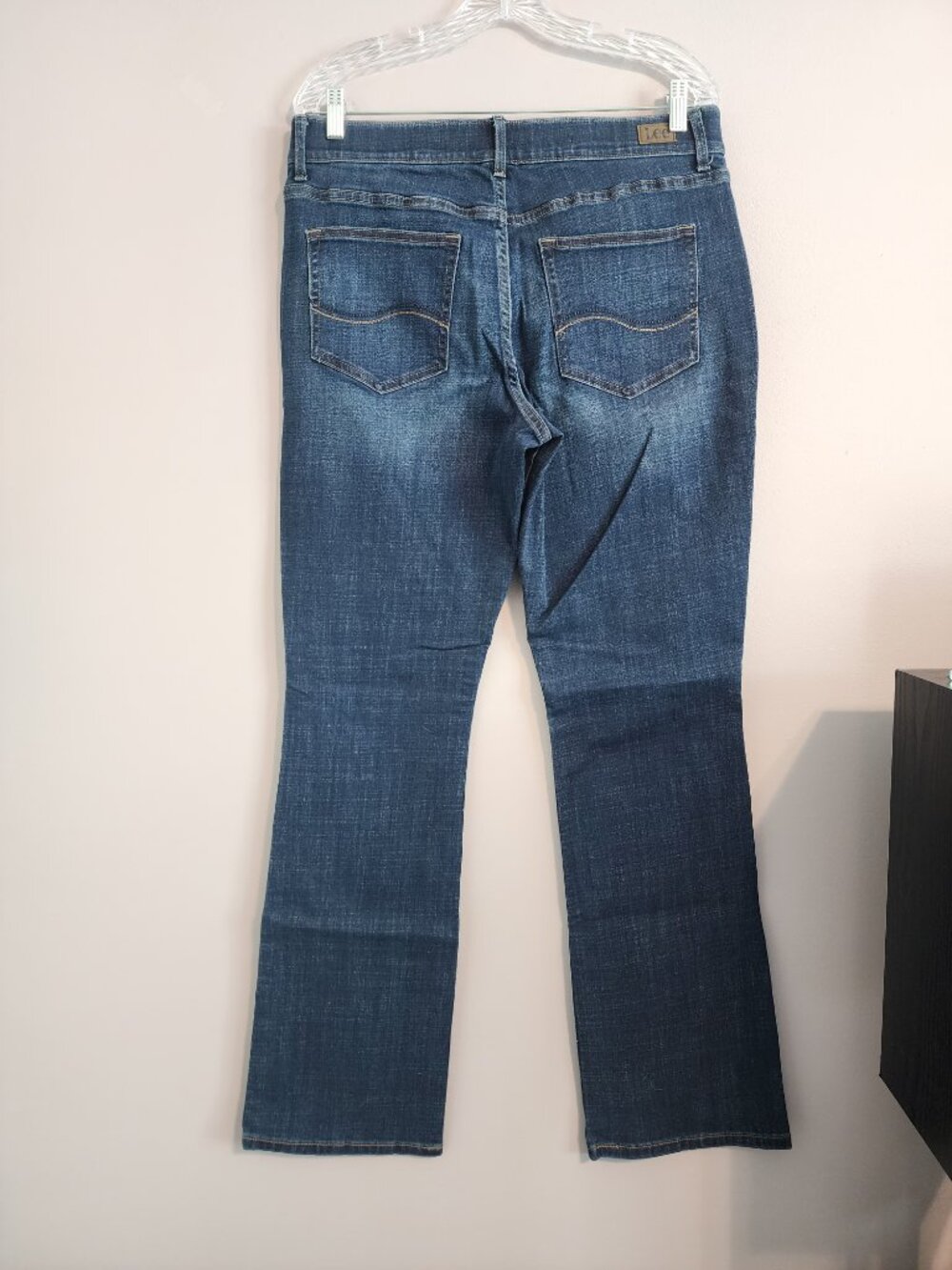 2/$30 Lee Flex Motion Mid Rise Bootcut Blue Jeans Size 14 Long - Picture 7 of 13